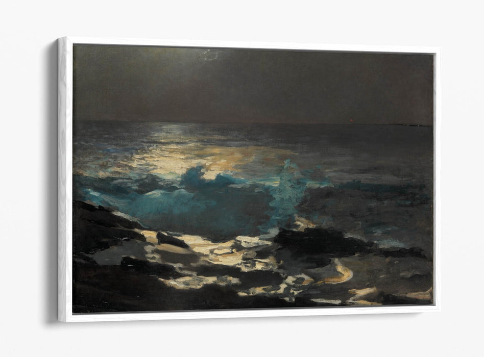 WINSLOW HOMER, MOONLIGHT WOOD ISLAND LIGHT -FLOAT EFFECT CANVAS WALL ART PRINT