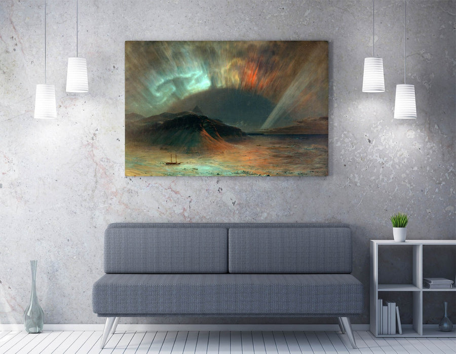FREDERIC EDWIN CHURCH, AURORA BOREALIS -CANVAS WALL ARTWORK PIC PRINT