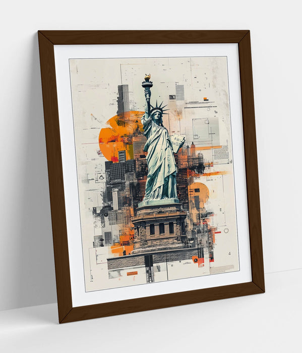 Framed Wall Art - Statue Of Liberty Print | Contemporary New York Decor Poster