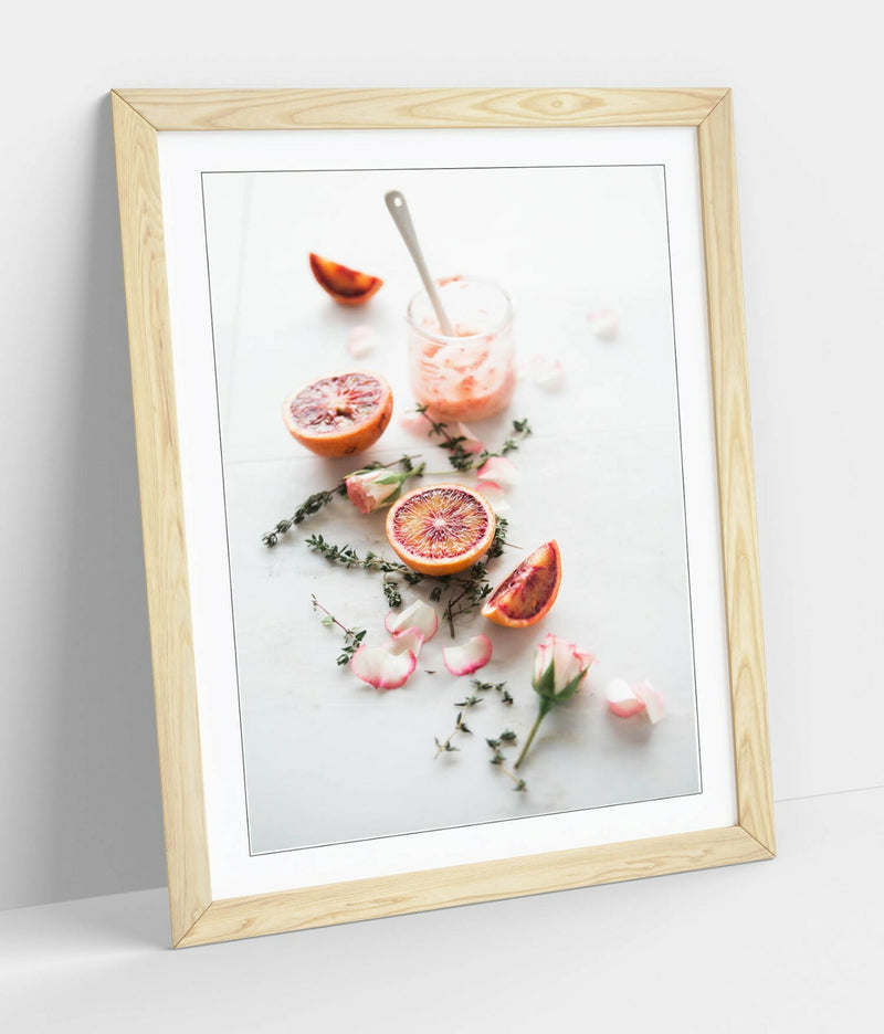Blood Orange Poster - Fruit Drink Art | Kitchen Wall Decor Framed Print