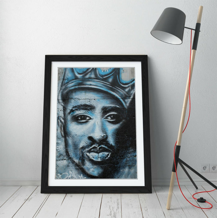 TUPAC GRAFFITI -ART FRAMED POSTER PICTURE PRINT ARTWORK- GREY WHITE