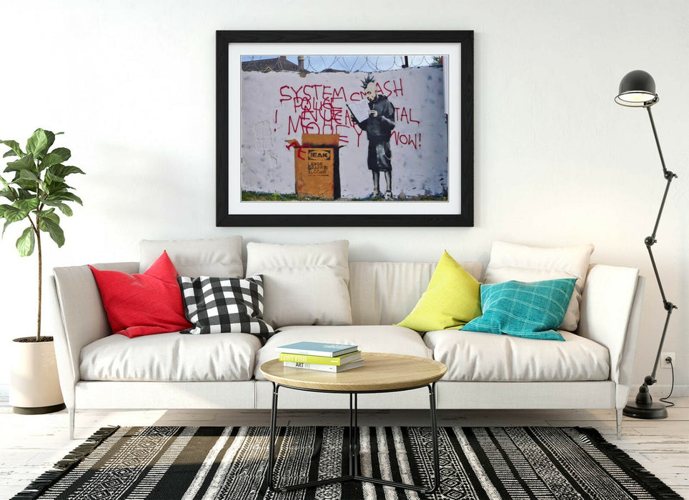 BANKSY IEAK -ART FRAMED POSTER PICTURE PRINT ARTWORK- WHITE BROWN RED