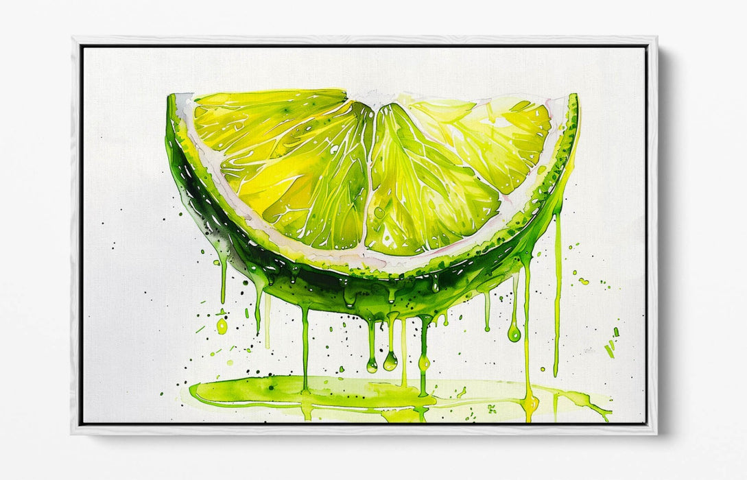 Float Effect Canvas Art – Juicy Green Lime Splash on Premium MDF Frame