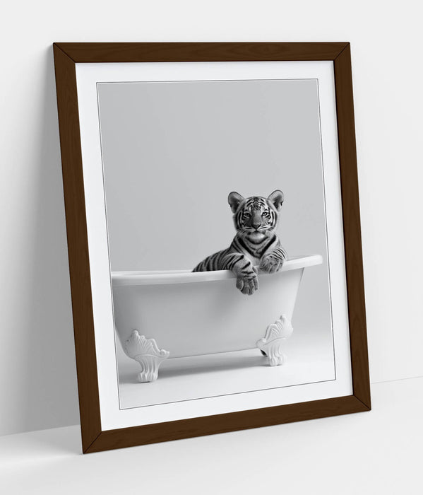 Tiger Wall Art – Black and White Poster | Framed Bathroom Decor Print