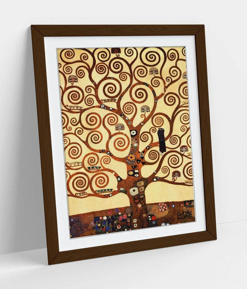 Framed Art Print - Gustav Klimt Tree of Life Poster with Gold Leaf Artwork | Ready to Hang