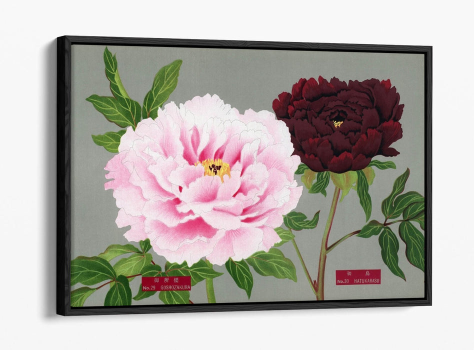 Vintage Canvas Wall Art – Peony Blossom Decor With Float Effect Frame, Handmade UK