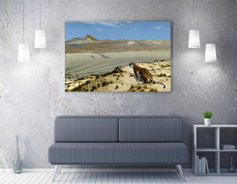 JEAN-LEON GEROME, TIGER ON THE WATCH -CANVAS WALL ARTWORK PIC PRINT
