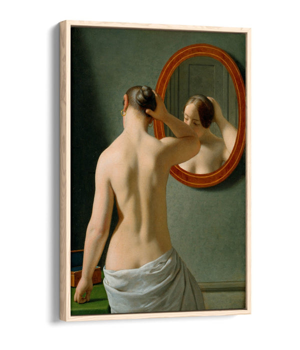 C.W ECKERSBERG, WOMAN IN FRONT OF MIRROR -FLOAT EFFECT CANVAS WALL ART PIC PRINT