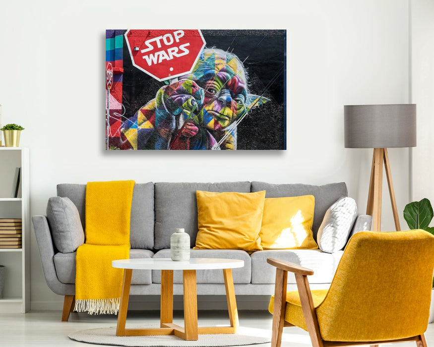 STAR WARS YODA STOP WARS ANTI WAR CANVAS WALL ART PRINT ARTWORK FRAMED POSTER