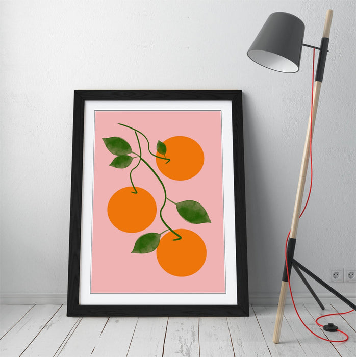 ORANGES ON VINE TRENDY MINIMALIST KITCHEN -FRAMED WALL ART PICTURE PRINT ARTWORK