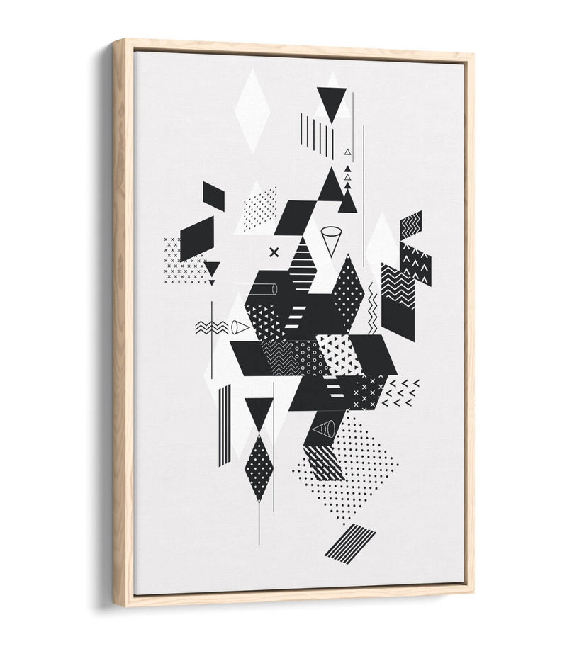Canvas Wall Art - Abstract Black White Decor | Float Effect Canvas Print