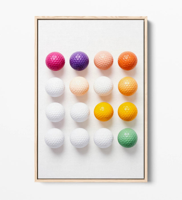 Golf Balls Canvas Art - Multi Colour Sports Wall Decor | Float Effect Canvas Print