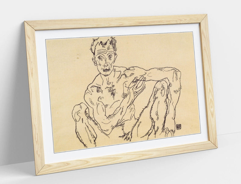 Framed Art Poster - Nude Self Portrait Print | Museum Quality Wall Art Decor