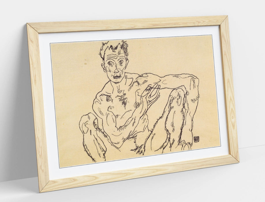 Framed Art Poster - Nude Self Portrait Print | Museum Quality Wall Art Decor