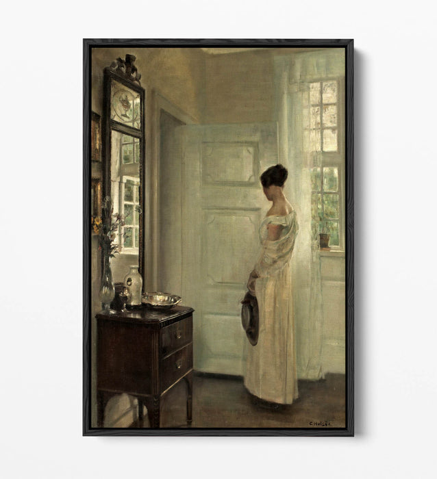 CARL HOLSOE, SALON INTERIOR WITH WOMAN -FLOAT EFFECT CANVAS WALL ART PIC PRINT