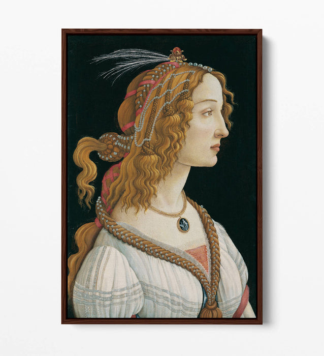 SANDRO BOTTICELLI, PORTRAIT OF A YOUNG WOMAN -FLOAT EFFECT CANVAS WALL ART PRINT