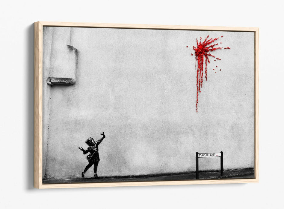 BANKSY VALENTINES ARTWORK -FLOAT EFFECT CANVAS WALL ART PIC PRINT GRAFFITI- RED