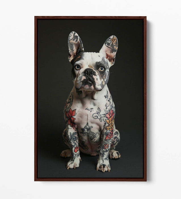 French Bulldog Canvas - Funny Dog Print Tattoo Art | Premium Float Frame Wall Decor