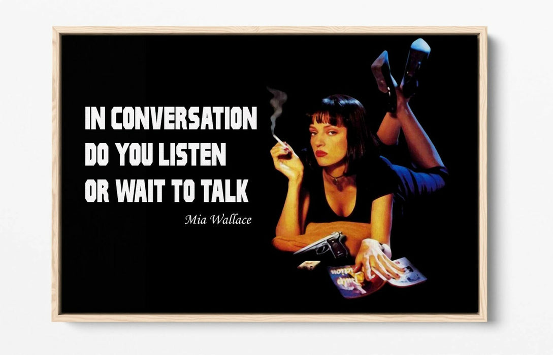 Canvas Wall Art – Pulp Fiction Mia Wallace Quote | Float Effect, Premium Print