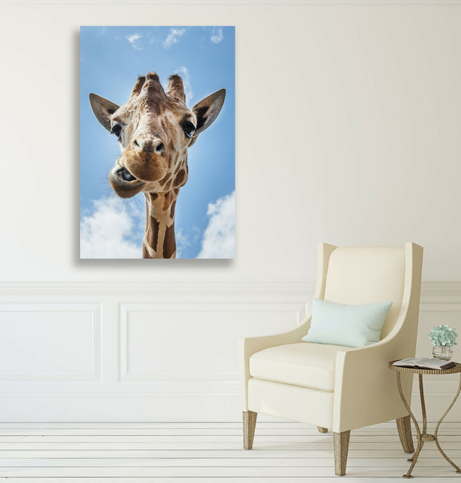 GIRAFFE SMILING QUIRKY CANVAS WALL ART PRINT ARTWORK ANIMAL FRAMED