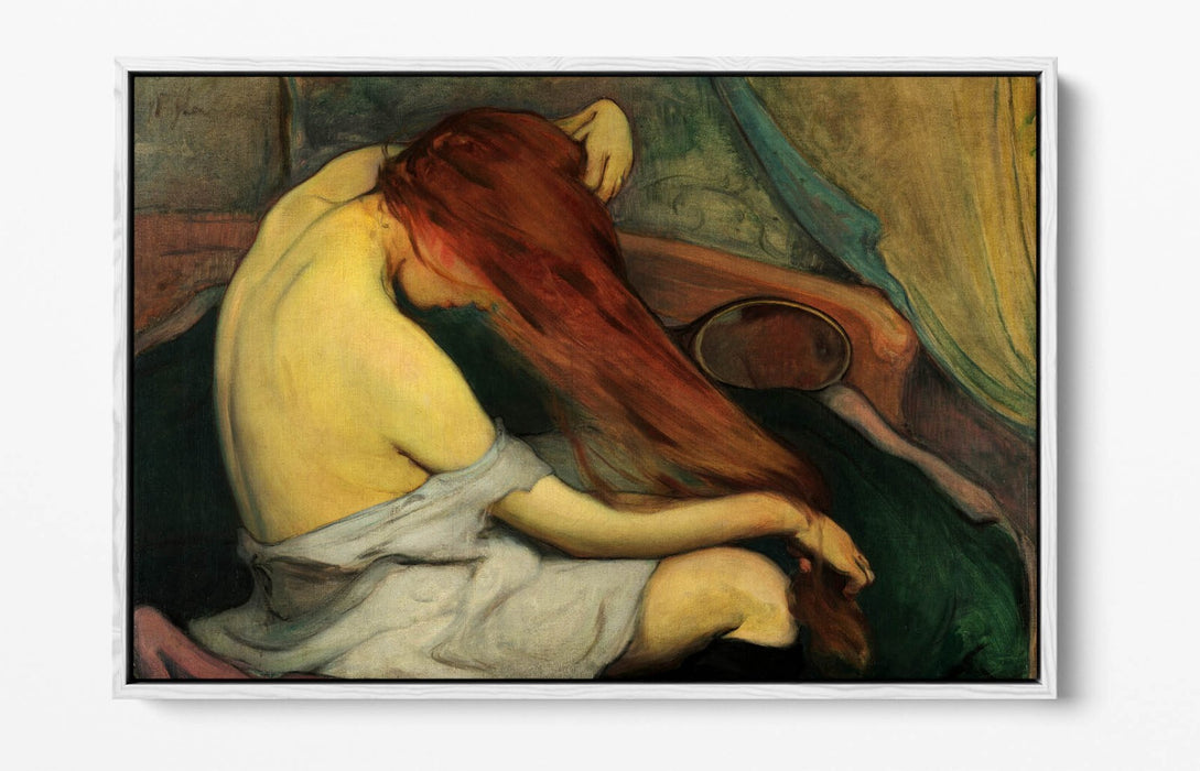 Canvas Wall Art Print - Woman Combing Hair | Float Effect Handmade Canvas Art
