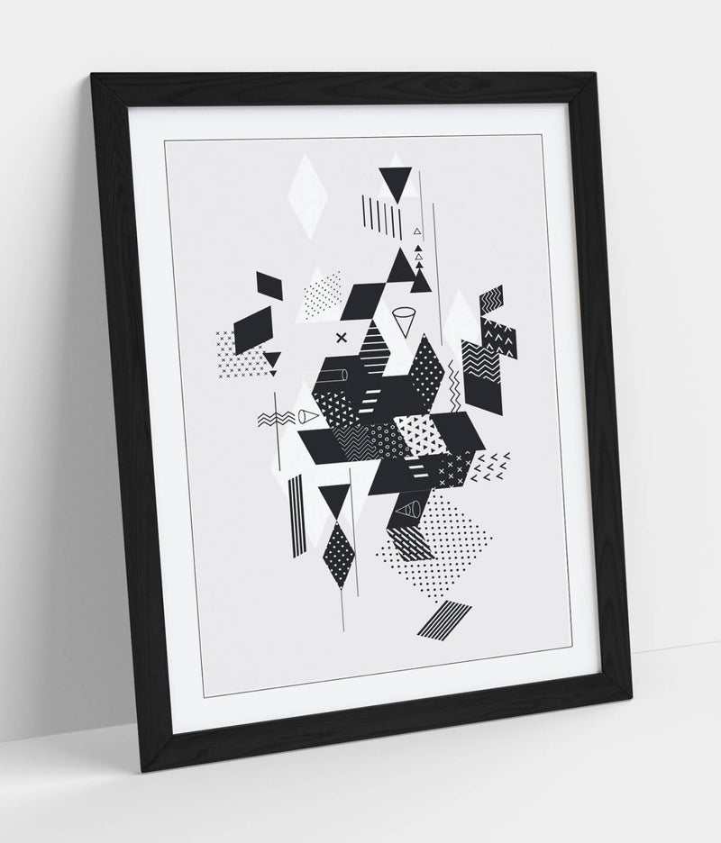 Abstract Black White Art - Framed Wall Art Print | Modern Bedroom Decor Poster