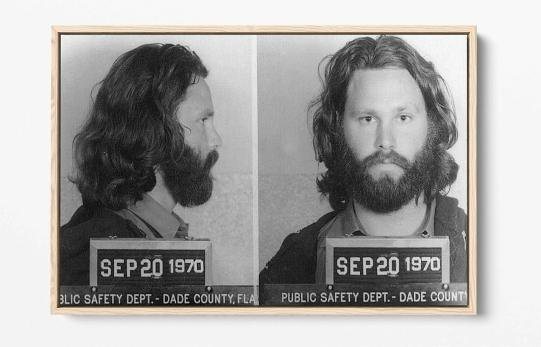JIM MORRISON MUGSHOT 2 -FLOAT EFFECT CANVAS WALL ART PIC PRINT- BLACK & WHITE