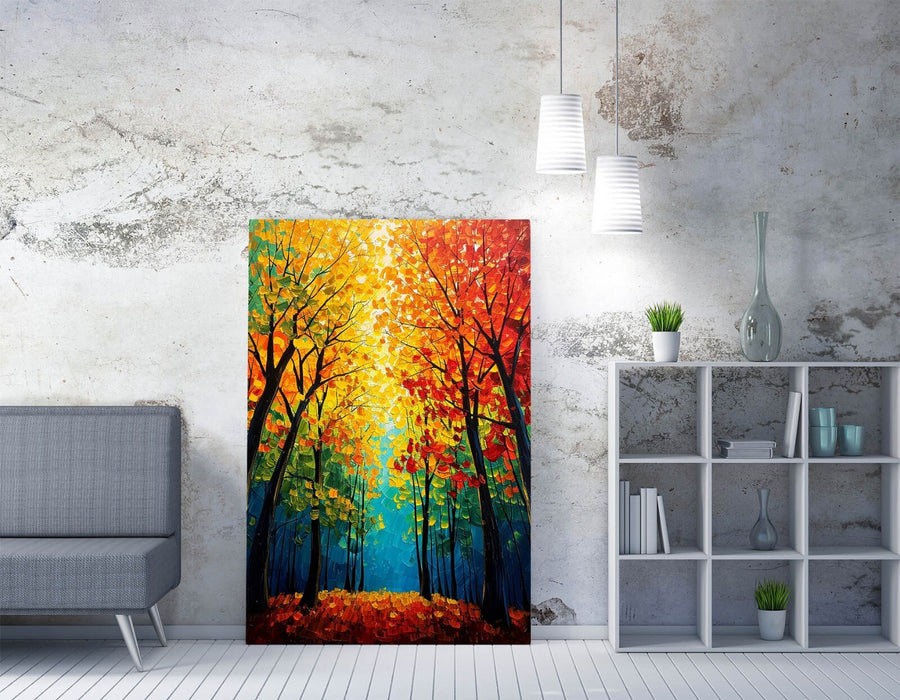 Canvas Wall Art – Multi Colour Tree Leaves Forest Print | Ready To Hang