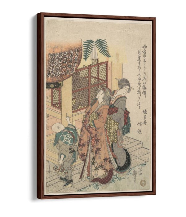 HOKUSAI, TWO WOMEN -FLOAT EFFECT CANVAS WALL ART PRINT- JAPANESE UKIYO-E ART