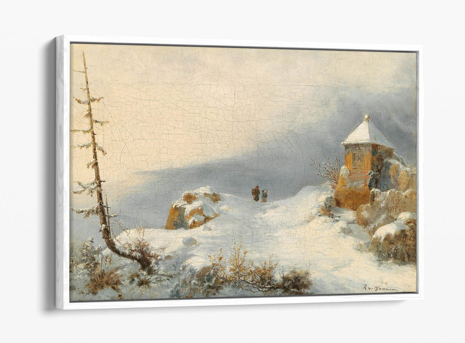 REMIGIUS ADRIANUS HAANEN, WINTER LANDSCAPE -FLOAT EFFECT CANVAS WALL ART PRINT