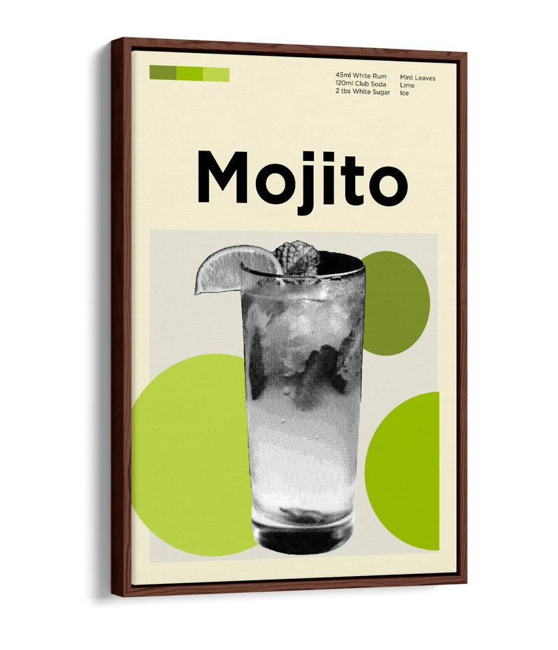 Mojito Cocktail Poster - Funky Float Effect Canvas Wall Art Print For Kitchen Decor