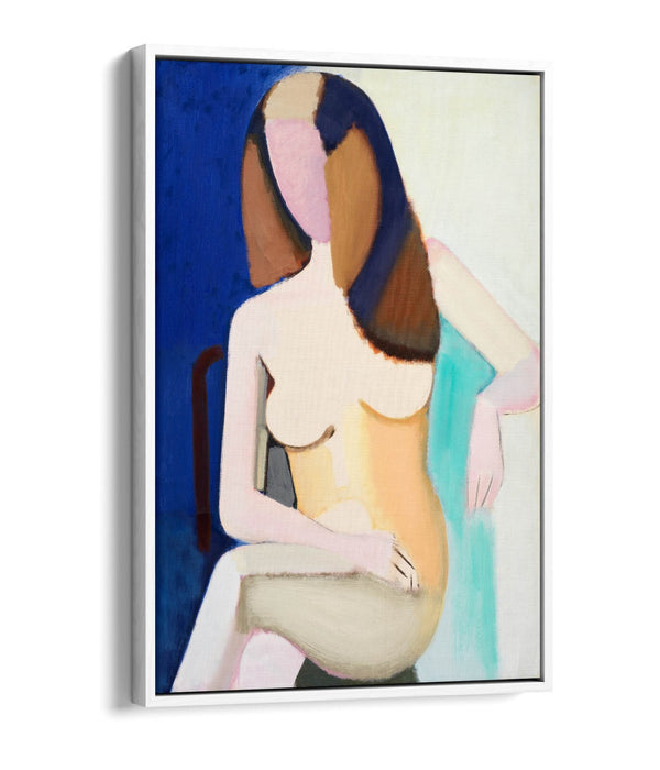 Float Effect Canvas Art – Seated Female Model | Premium Frame, Vibrant Color Prints