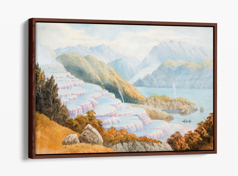 Canvas Wall Art - John Hoyte Pink Terraces Float Effect Premium Frame Print