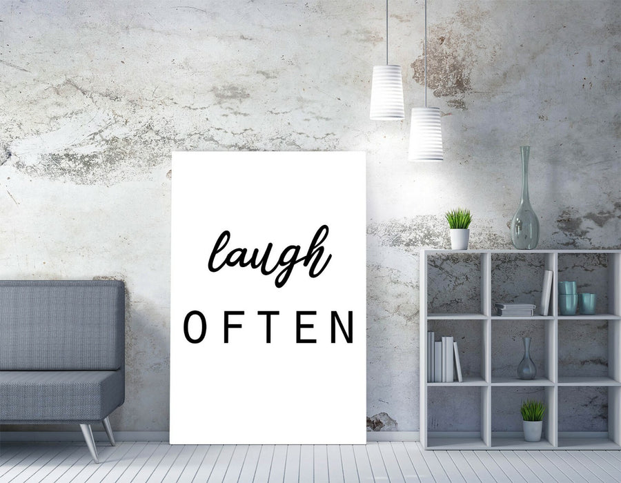 "LAUGH OFTEN" POSITIVITY QUOTE SLOGAN HOME -CANVAS WALL ART PICTURE PRINT