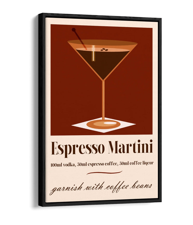 Espresso Martini Canvas – Float Effect Cocktail Wall Art With Premium Varnish Finish