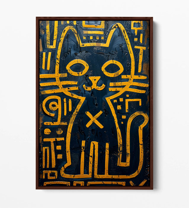 Graffiti Canvas Art – Yellow Cat Print on Float Frame Canvas Wall Decor
