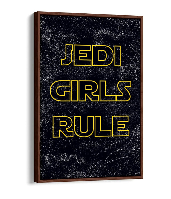 "JEDI GIRLS RULE" STAR WARS STYLE QUOTE KIDS ROOM -FLOAT EFFECT CANVAS ART PRINT