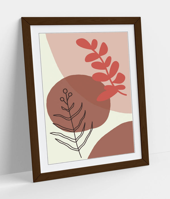 BOTANICAL BAUHAUS LEAF TRENDY MINIMALIST -FRAMED WALL ART PICTURE PRINT ARTWORK