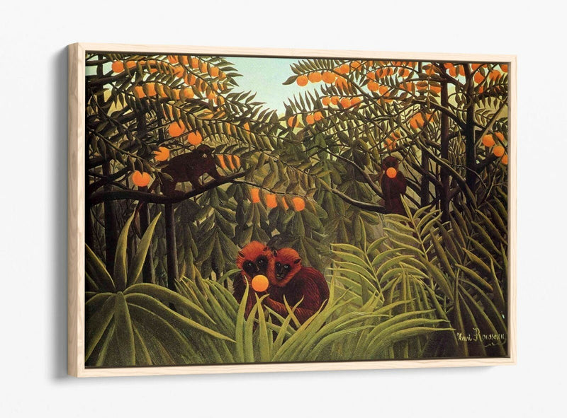 Canvas Wall Art - Apes In Orange Grove, Henri Rousseau Print | Float Effect Canvas Print UK