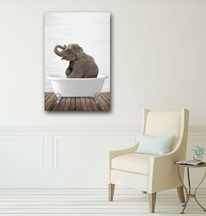Elephant Animal in Bath CANVAS WALL ART PRINT ARTWORK PICTURE FRAMED POSTER
