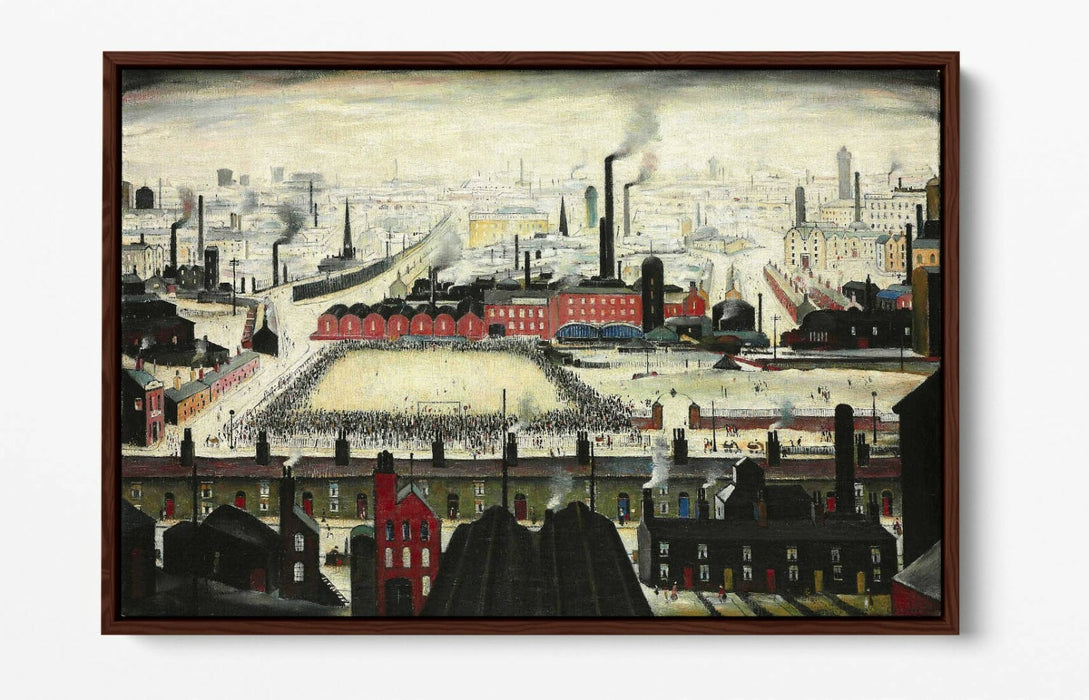 LOWRY THE FOOTBALL MATCH -FLOAT EFFECT CANVAS WALL ART PIC PRINT GRAFFITI- GREEN