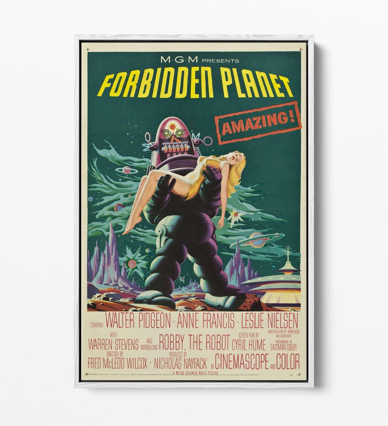 Forbidden Planet Poster - Vintage Sci Fi Wall Art | Float Effect Canvas Print