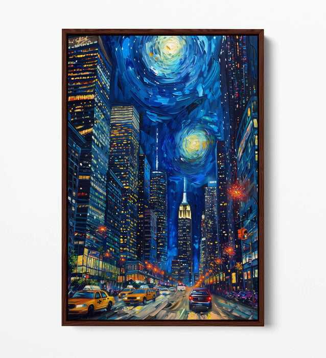 Float Effect Canvas New York Cityscape Art Print – Vibrant Wall Art with Premium Varnish Finish