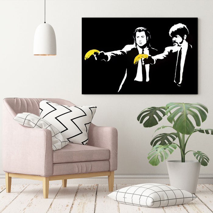 Banksy Style Canvas - Pulp Fiction Artwork | Premium Varnish Finish, Ready To Hang
