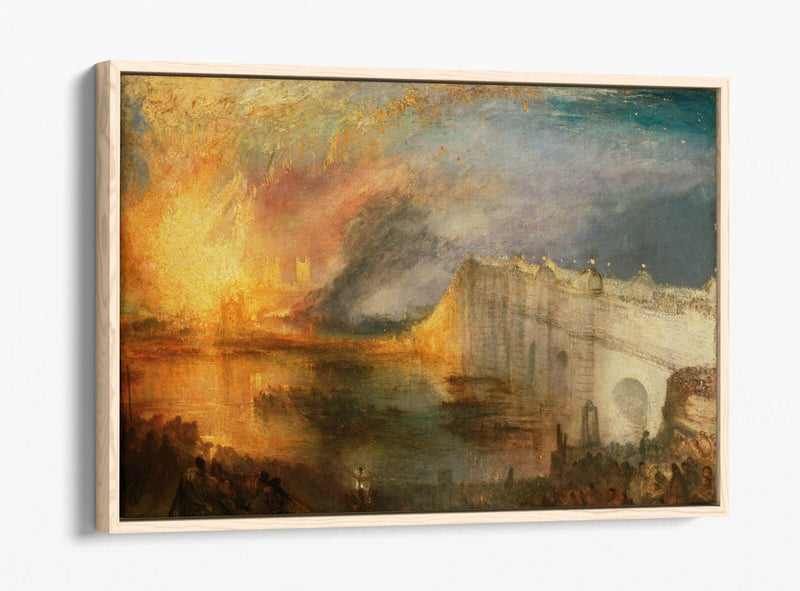 Float Effect Canvas Art - J W M Turner Burning of the Houses Premium Print with 30mm Deep Frame