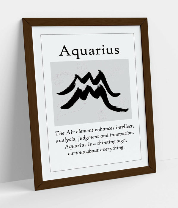 AQUARIUS STAR SIGN ZODIAC ASTOLOGY QUOTE SLOGAN -FRAMED WALL ART PICTURE PRINT