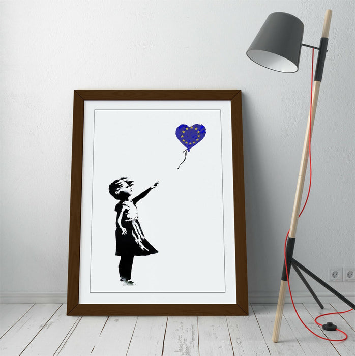 BANKSY BALLOON GIRL EUROPEAN FLAG BREXIT-FRAMED ART POSTER PICTURE PRINT ARTWORK