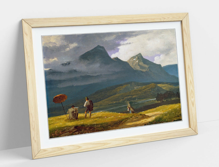 WILHELM BENDZ, MOUNTAIN LANDSCAPE -FRAMED POSTER PICTURE PRINT ARTWORK