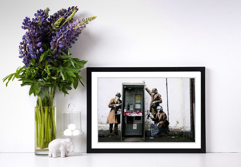 Banksy Framed Art – MI5 Spies Artwork | Handmade UK Frame | Urban Street Art Print