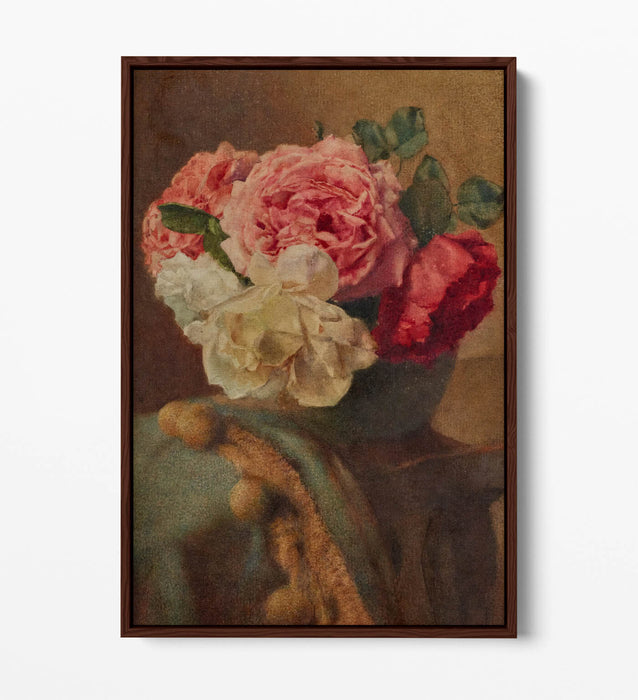Float Effect Canvas Art - William John Wainwright Roses Floral Print on Premium Frame